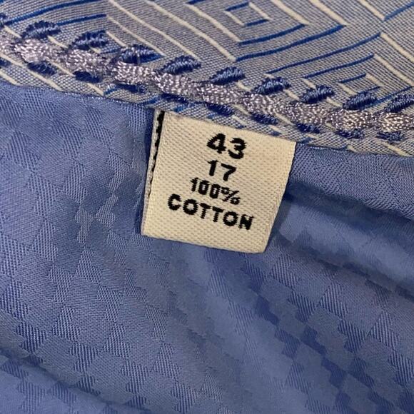 Robert Graham Blue Geometric Long Sleeve Button Up Dress Shirt Men’s Size 17/43 - Picture 13 of 13